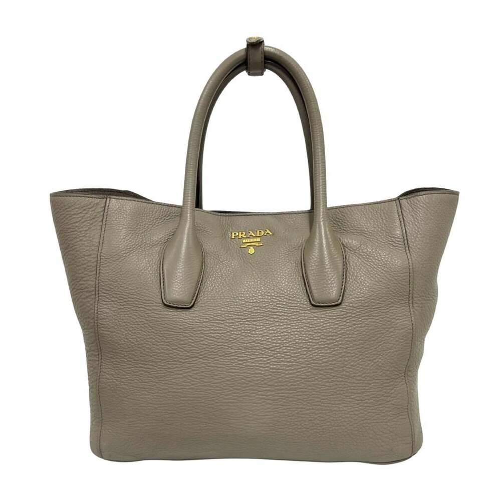 PRADA Prada logo hardware embossed leather genuine handbag tote bag for women...